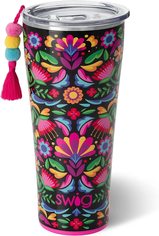 Swig Life 32oz Insulated Tumbler, Travel Coffee Tumbler with Lid, Cup Holder Friendly Travel Coffee Mug, Stainless Steel Thermos, 32 oz Tumbler, Reusable Insulated Coffee Mug with Lid (Caliente)