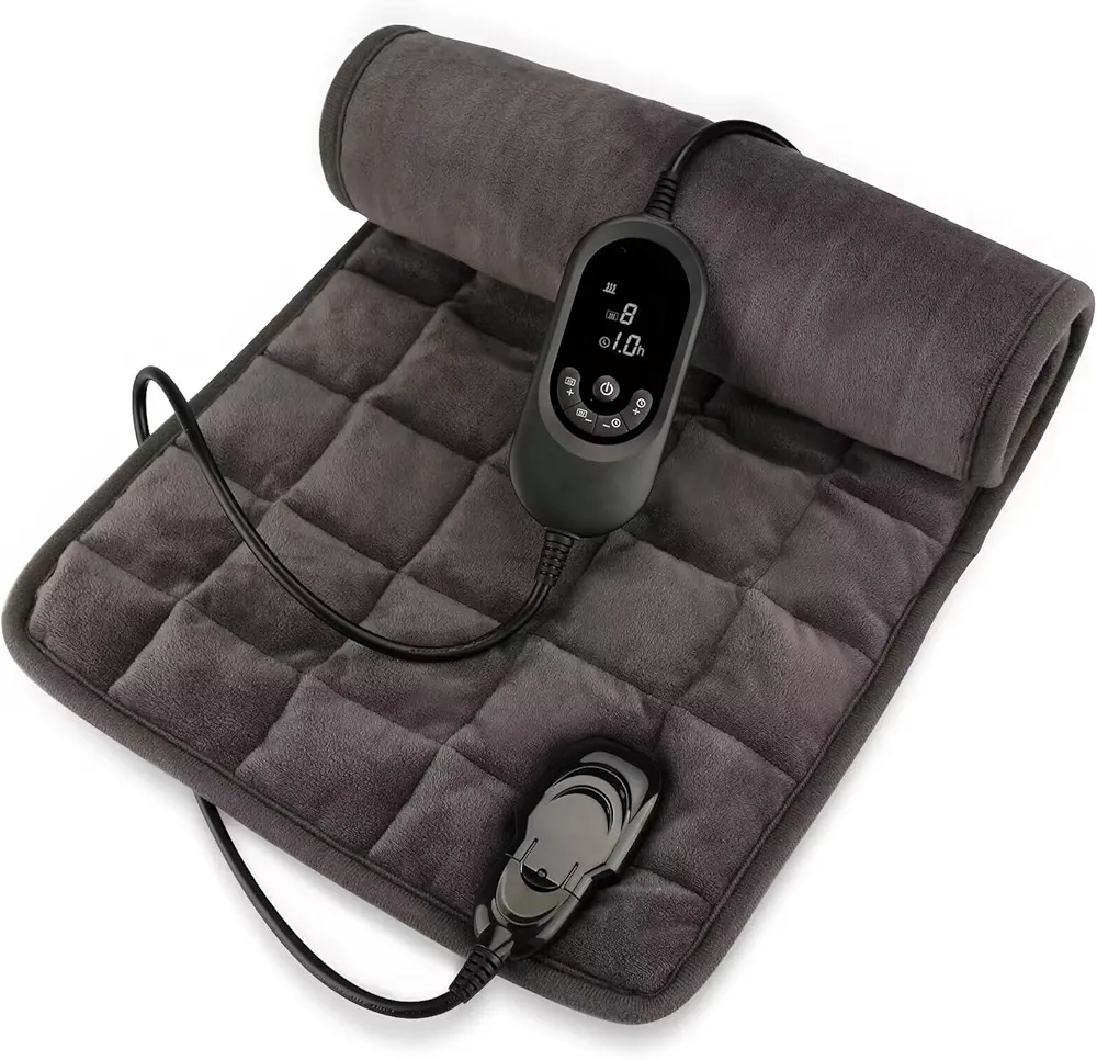 Electric Heating Pad for Back Pain Relief, Far Infrared Heated Pad for Cramps, Weighted Heating Pads with Moist Heat Option, 6 Heat Settings Auto-Off (Weighted Heating pad)