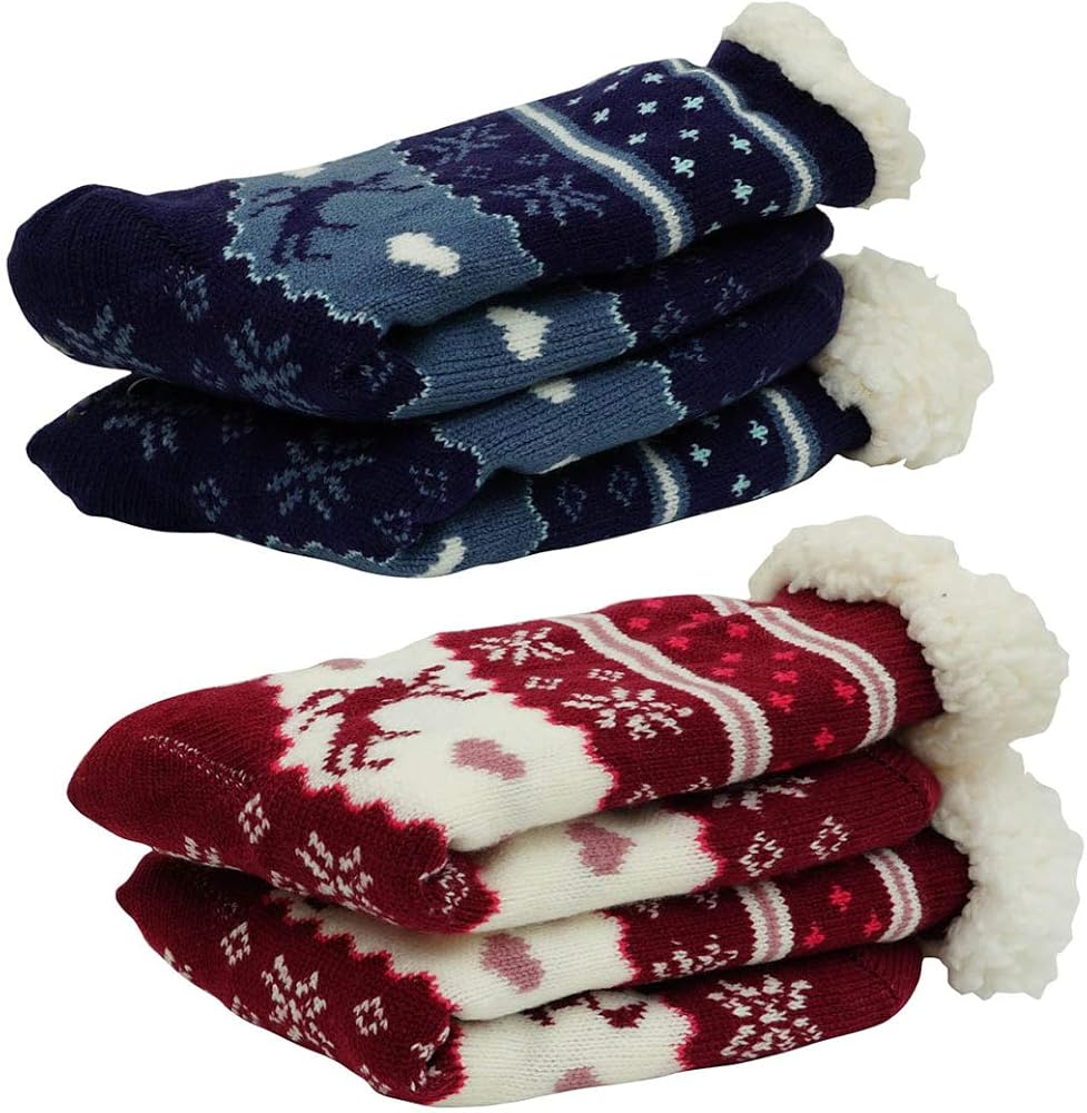 MaxNova Women's Winter Warm Cozy Fuzzy Fleece Slipper Socks Christmas Gift