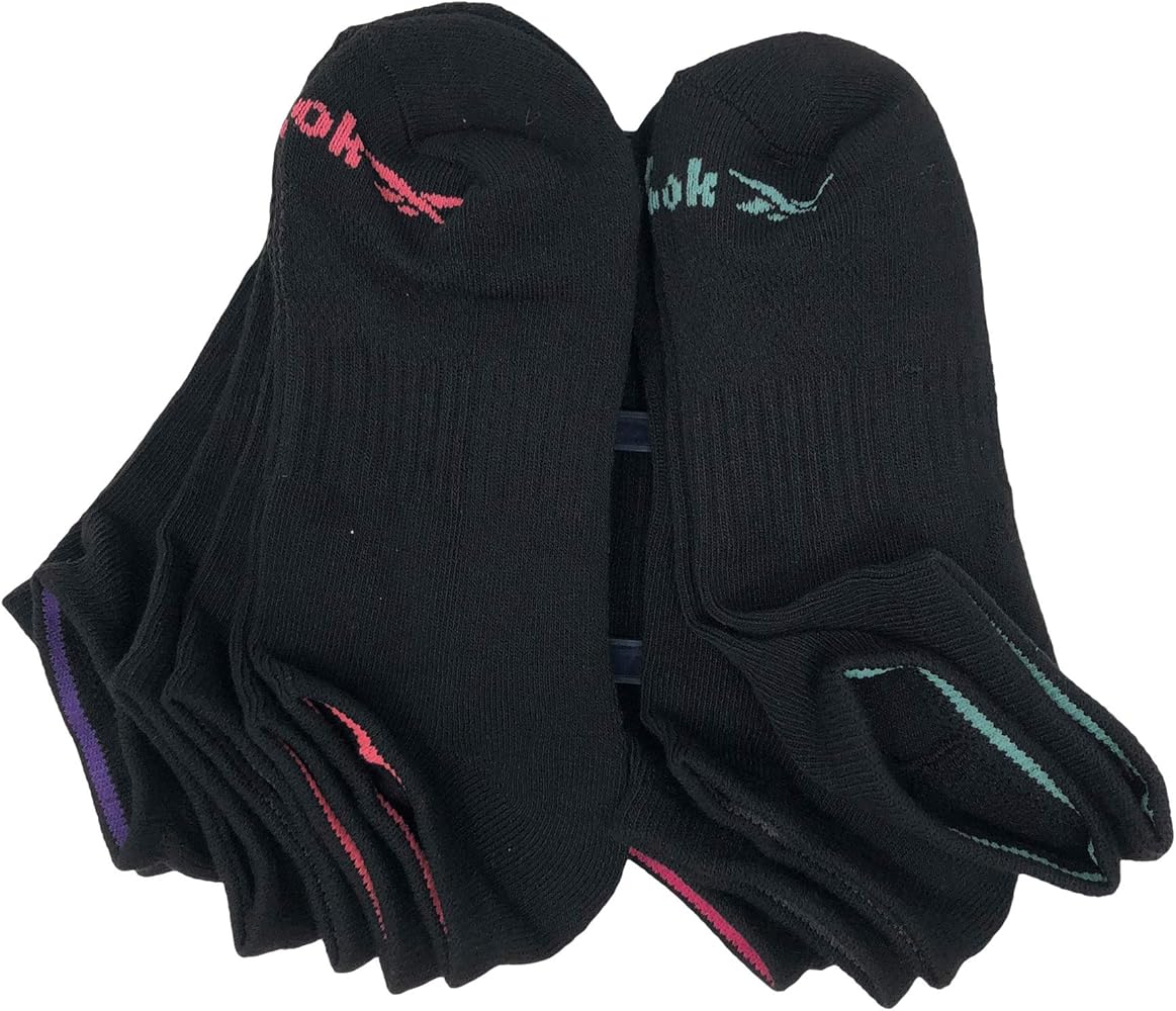 Reebok Ladies Low Cut Perfomance Training Socks (sock size 9-11/shoe size 4-10, Black Multi)