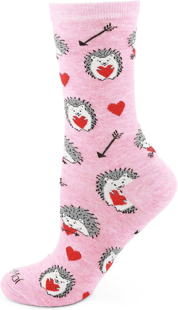 MeMoi Love Struck Hedgehog Rayan Blend Crew Sock
