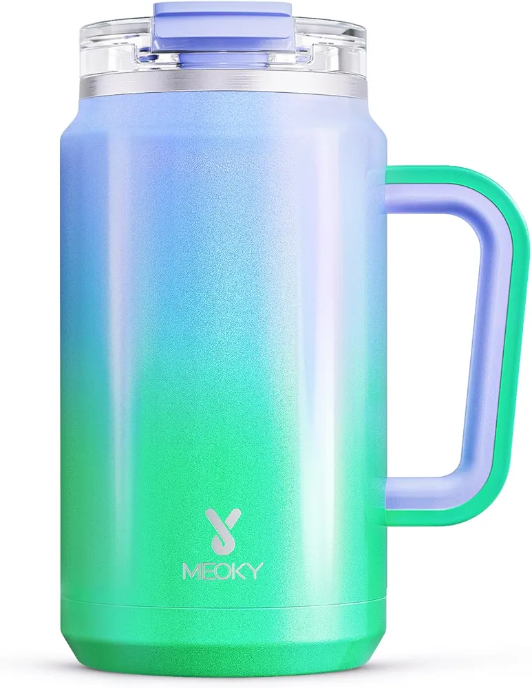 Meoky 32 oz Tumbler with Handle, Stainless Steel Vacuum Insulated Tumbler, Keeps Cold for 30 Hours, 100% Leak-proof, BPA-Free (Fairyland)