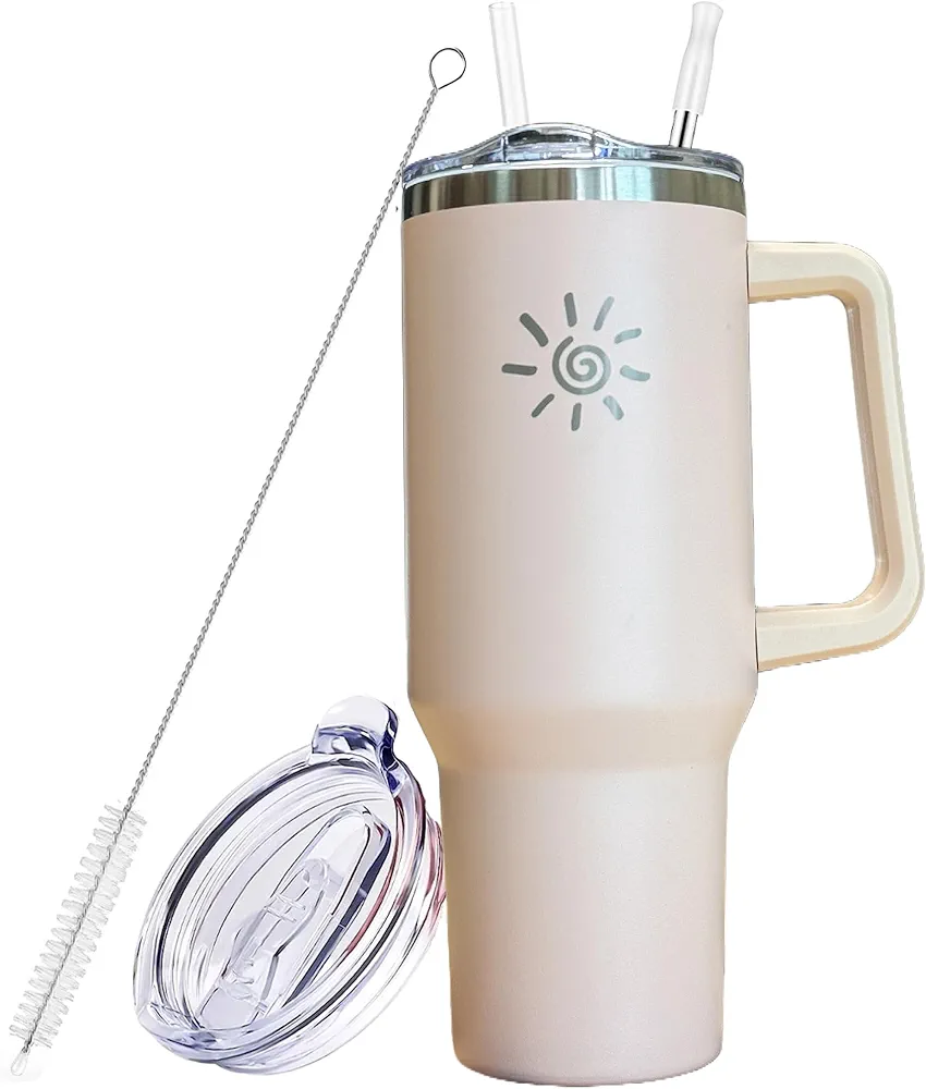 40 oz Tumbler with Handle and Straw Lid, Vaccum Insulated Stainless Steel Travel Mug, Leakproof Big Capacity Gradiant Cup