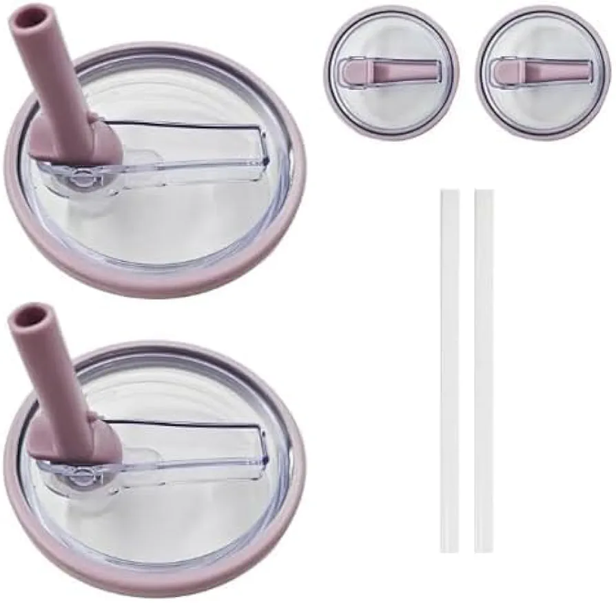 2 PCS 40 oz Replaceble Tumbler Flip Straw Lid for Stanley Quencher, Straw Lid Replacement Fit for HydroJug Traveler, Reusable Tumbler Cover, Spill Proof Splash Resistant Tumbler Lids (light purple)