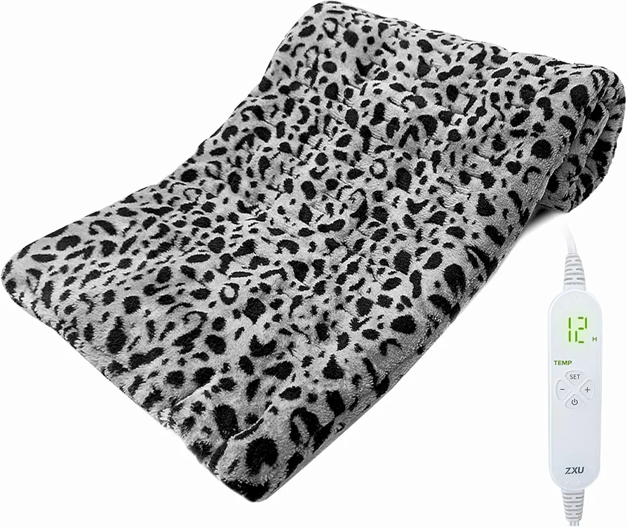 Heating Pad for Back Pain and Cramps Relief, Ultra Soft Microplush Heating Pad with 12 Heat Setting, Moist Heat Function and 1-24H Auto Shut Off, Stay on Function,12” x 24” Hot Heated Pad (Grey)