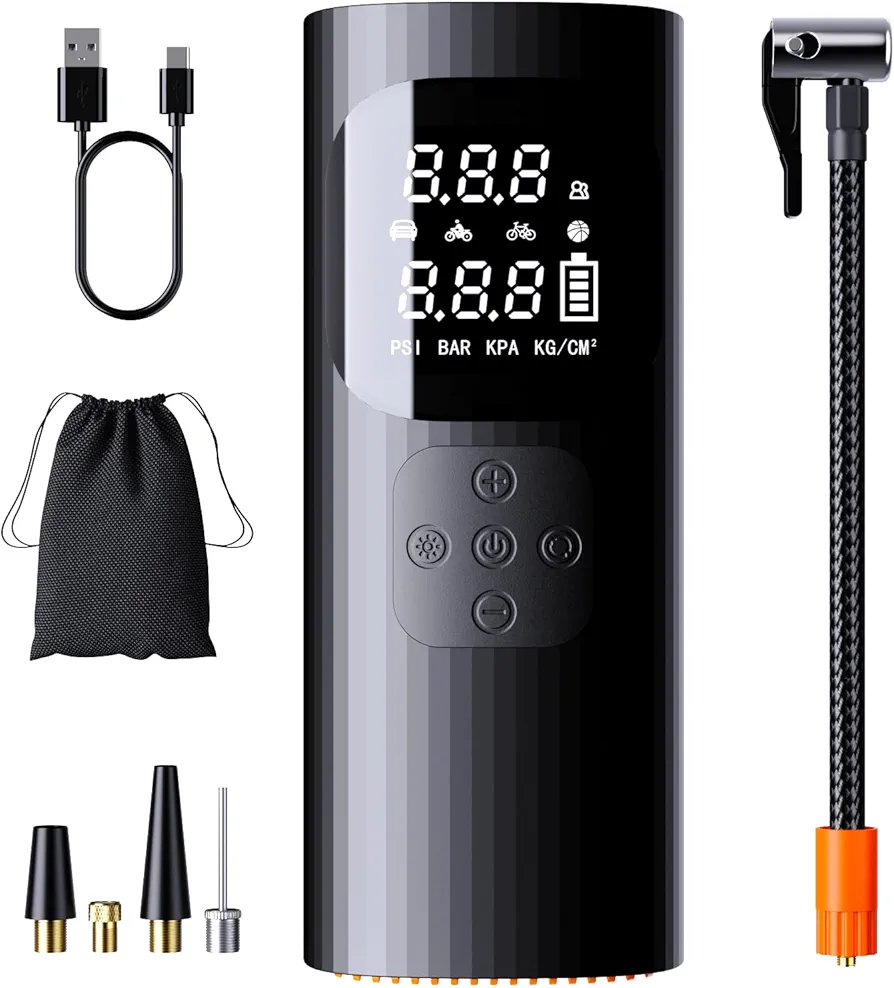 Tire Inflator Portable Air Pump: Foukus Cordless Air Pump For Bicycle - Smart Tire Inflator for Car Bike Motorcycle