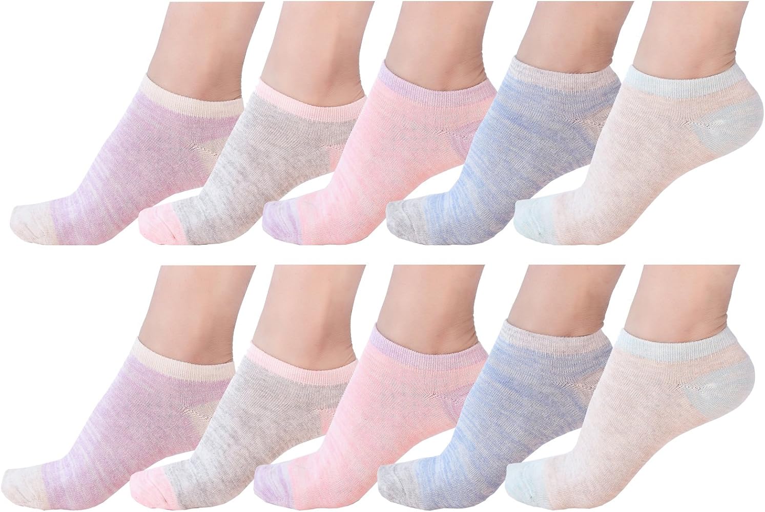 EABERN Women Cotton Ankle Socks Non Slip Low Cut Summer Thin Casual Sock for Running 10 Pairs