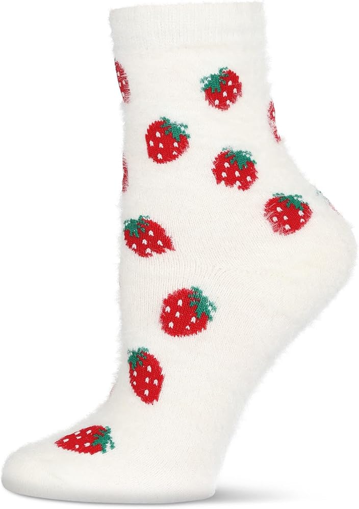 MeMoi Women's Strawberries Cozy Crew Socks