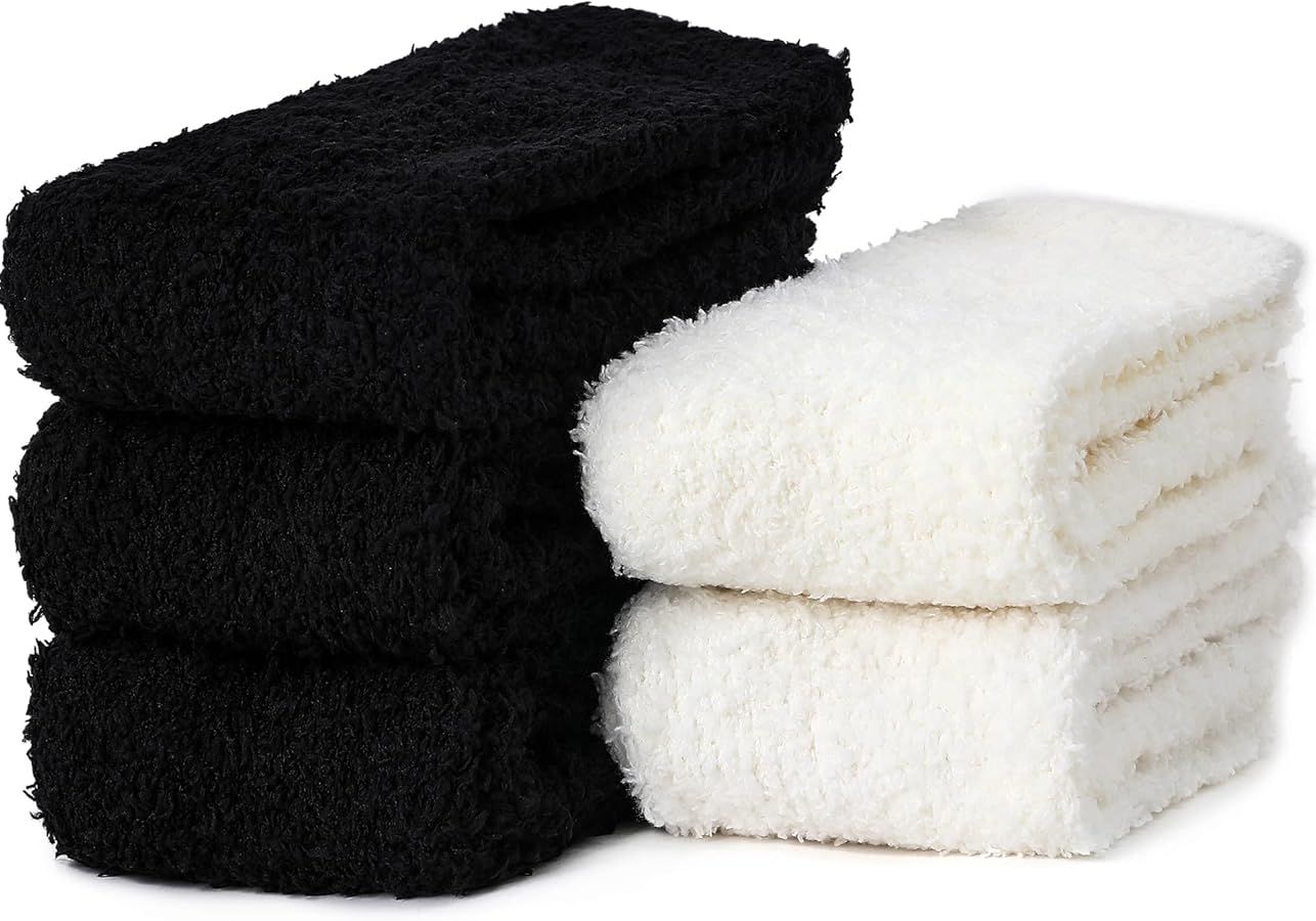 Fuzzy Socks for Women, Soft Fluffy Socks Thick Cozy Plush Socks Christmas Socks for Women 5 Pairs
