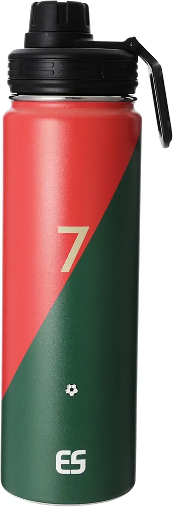 Sipestriker Stainless Steel Insulated thermal bottle - 2 Lids Straw & Spout - Keeps Hot and Cold (Ronaldo, 22 oz)