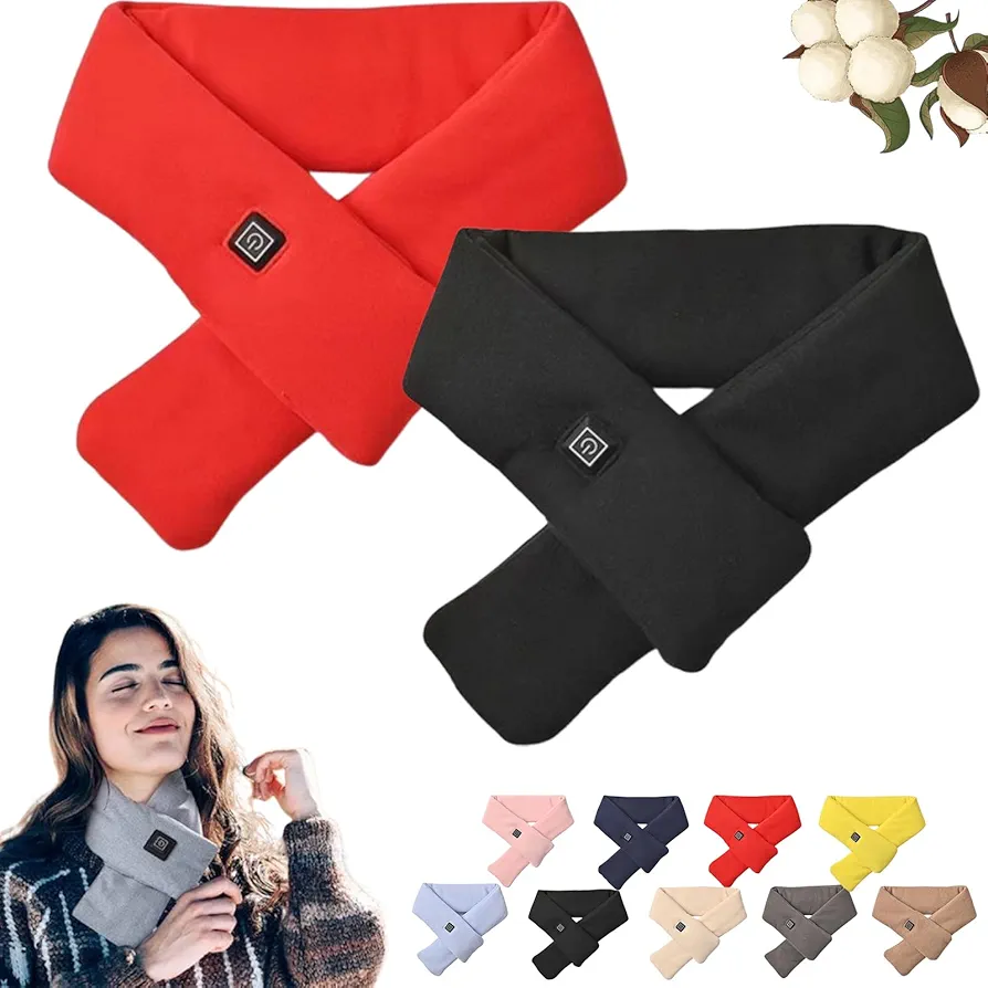 Intelligent Electric Heating Scarf, Sigmakin Electric Heating Scarf, Brylony Heated Scarf Rechargeable, Neck Heating Pad for Neck Pain Relief for Women Men, with 3 Heating Levels (2pcs-F)