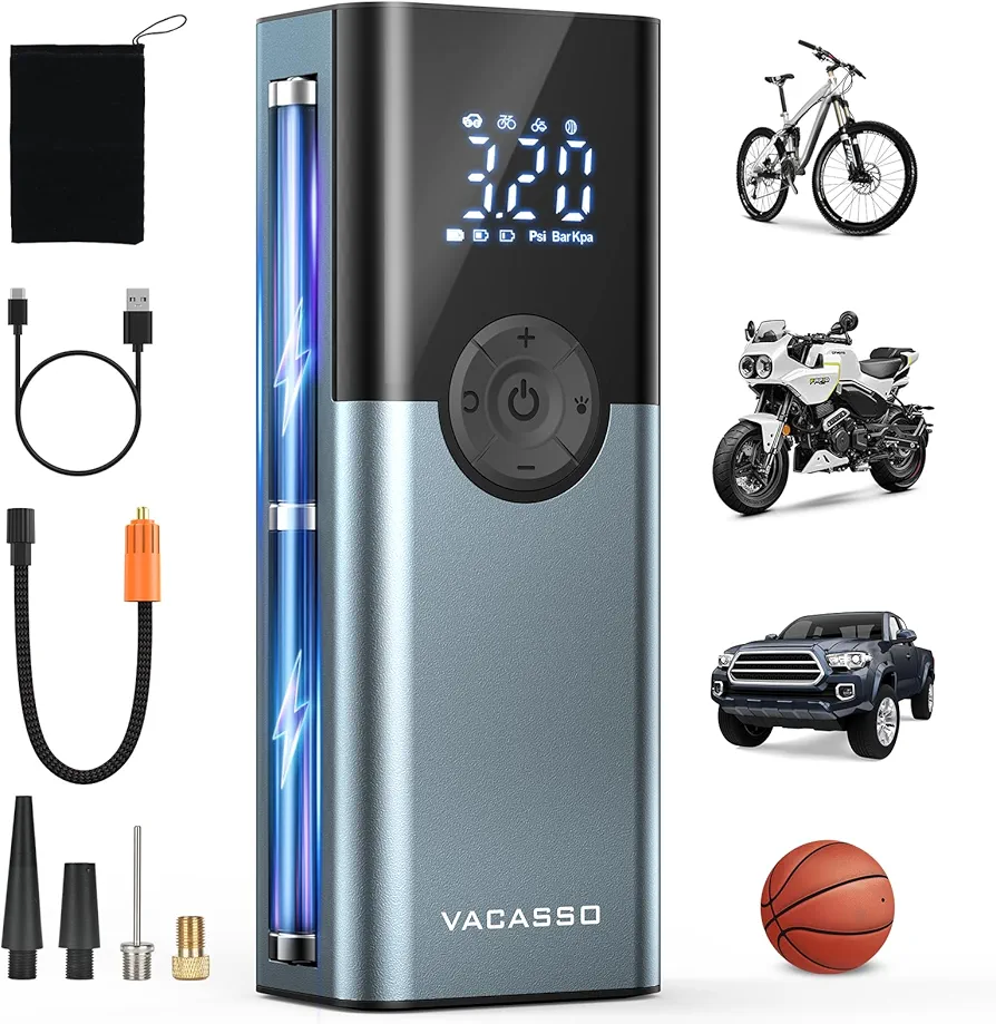 150PSI Tire Inflator Portable Air Compressor with LED Display, Cordless Air Pump for Car, Motorcycle, Bike, Balls Auto-Off