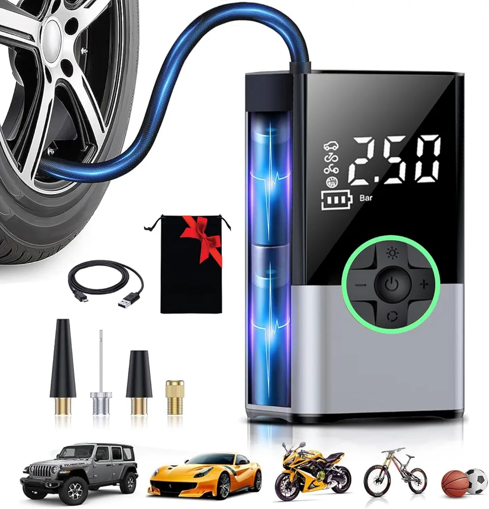 Cordless Air Compressor Car Tire Inflator Portable 150PSI Cordless Tire Inflator Air Pump for Car Tires,Cool Car Accessories,Electric Tire Air Pump for Cars Motor Bike Balloon