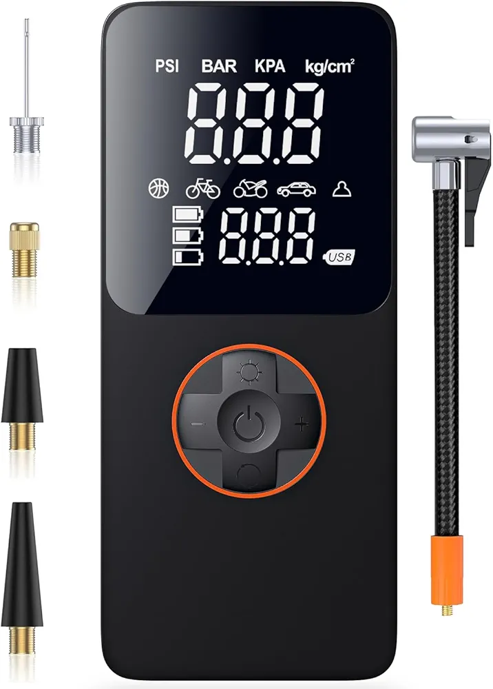 Tire Inflator Portable Air Compressor, 150psi Car Air Pump, 20000mha Portable Tire Pump With Digital Pressure Gauge, Portable Air Pump for Cars, Bikes, Motorcycles, Balls