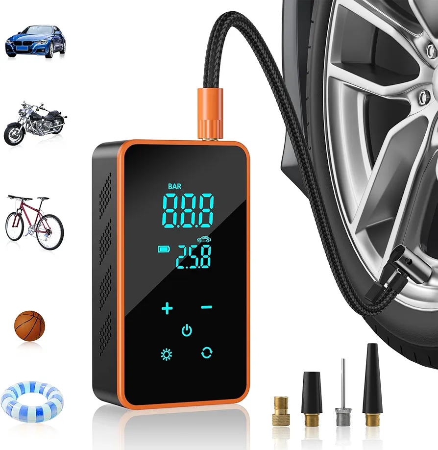 HOMREALM Tire Inflator Portable Air Compressor， Portable Air Pump For Car Tires Tire Inflator 150 Psi150psi & 20000mah Fast Inflation For Cars, Bikes & Motorcycle Tires, Balls