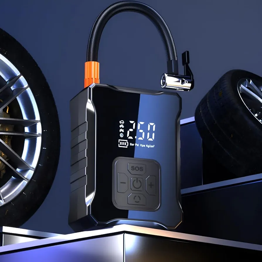 Tire Inflator Portable Air Compressor Twin-Turbo,Portable Air Pump For Car Tires High Power,Car Air Compressor Tire Inflator,Trucks, Bikes,Basketballs,Car Tire Air Pump & Emergency Mobile Power