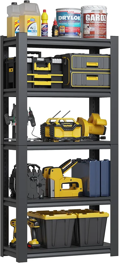 72" H Garage Shelving 2500LBS Heavy Duty Storage Shelves, Adjustable 5 Tier Metal Shelving Unit, Metal Racks for Storage, Utility Shelves for Workshop, Basement, Home Office 72" H*35.4W*15.7D