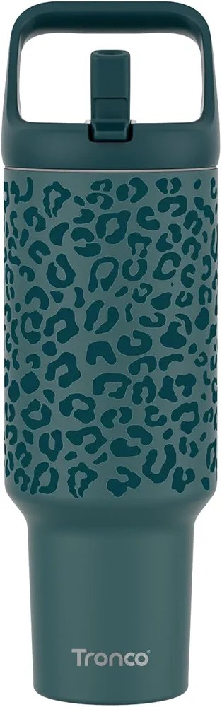 Tronco 40 oz Tumbler with Handle and Straw, Leak-Proof Insulated Tumbler with Flip Straw and Top Handle, Reusable Insulated Cup Water Bottle for Home, Outdoors, Fits in Cup Holder, Cold for 30 Hours