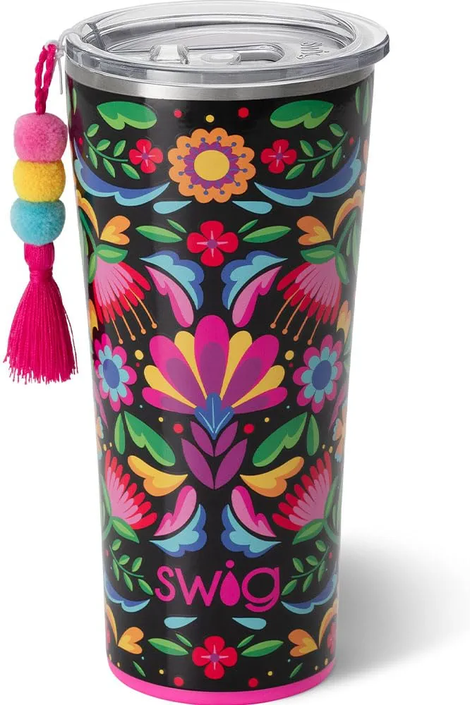 Swig Life 22oz Insulated Tumbler, Travel Coffee Tumbler with Lid, Cup Holder Friendly Travel Coffee Mug, Stainless Steel Thermos, 22 oz Tumbler, Reusable Insulated Coffee Mug with Lid (Caliente)