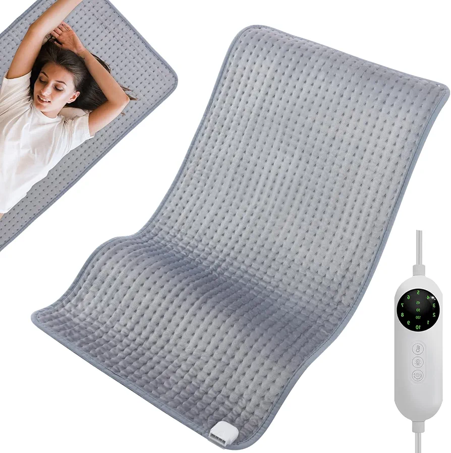 Heating Pad for Cramps, 20"x40" XXX-Large Heating Pads for Back Pain Relief, Neck, Shoulder, Abdomen, Knee, Electric Heating Pads 10 Fast Heating Setting with Auto-Off, Sittable and Reclinable