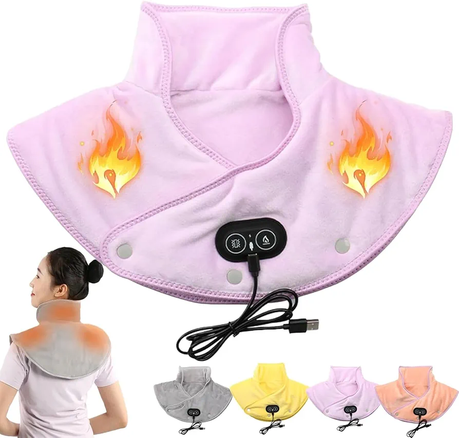 Electric Heat Pads for Neck and Shoulders,Graphene-Infused Heating Pad Heated Wrap Instant Heating Pads for Neck and Shoulders Shoulder Neck Back Heating Pad(Purple)