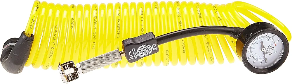 VIAIR 00025 5 in 1 Deflator/Inflator with 25' Extension Coil Hose, Yellow