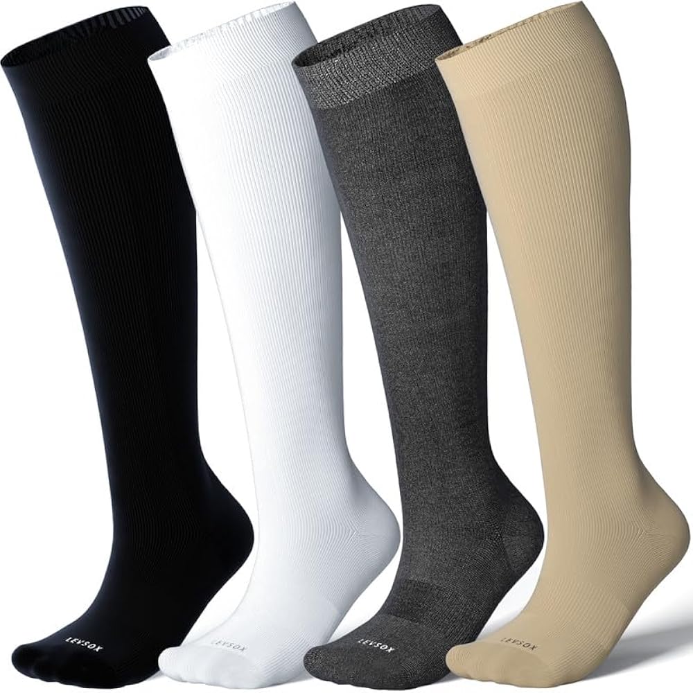 LEVSOX Viscose for Bamboo Compression Socks for Women&Men 20-30 mmHg Knee High Cute Support Socks for Nurses Pregnacy Travel