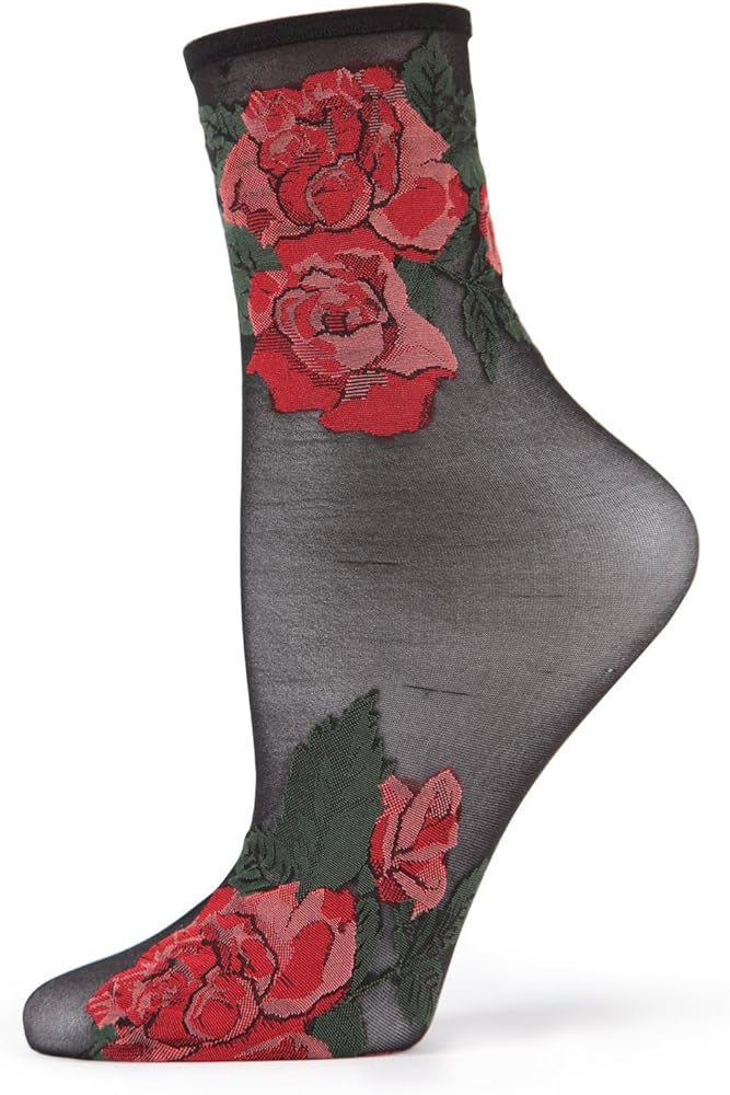 MeMoi Beauty Rose Garden Sheer See-Through Ankle Socks
