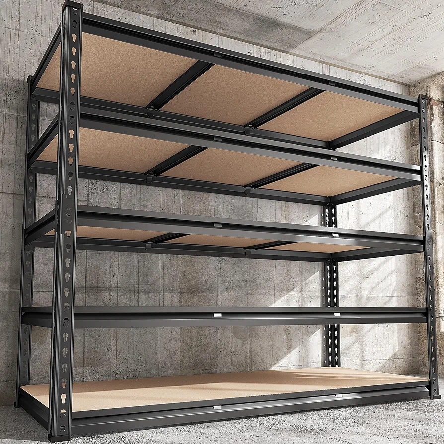 REIBII 48" W Garage Shelving Heavy Duty Storage Shelves 5 Tier Heavy Duty Shelving 3020LBS Adjustable Metal Shelves for Garage Storage Rack Utility Rack Industrial Shelf,47.9" W X71.9 H X 24" D